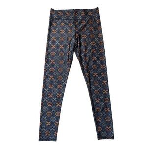 Peleton Terez Women Performance Legging Geometric Print Yoga Navy Size Large